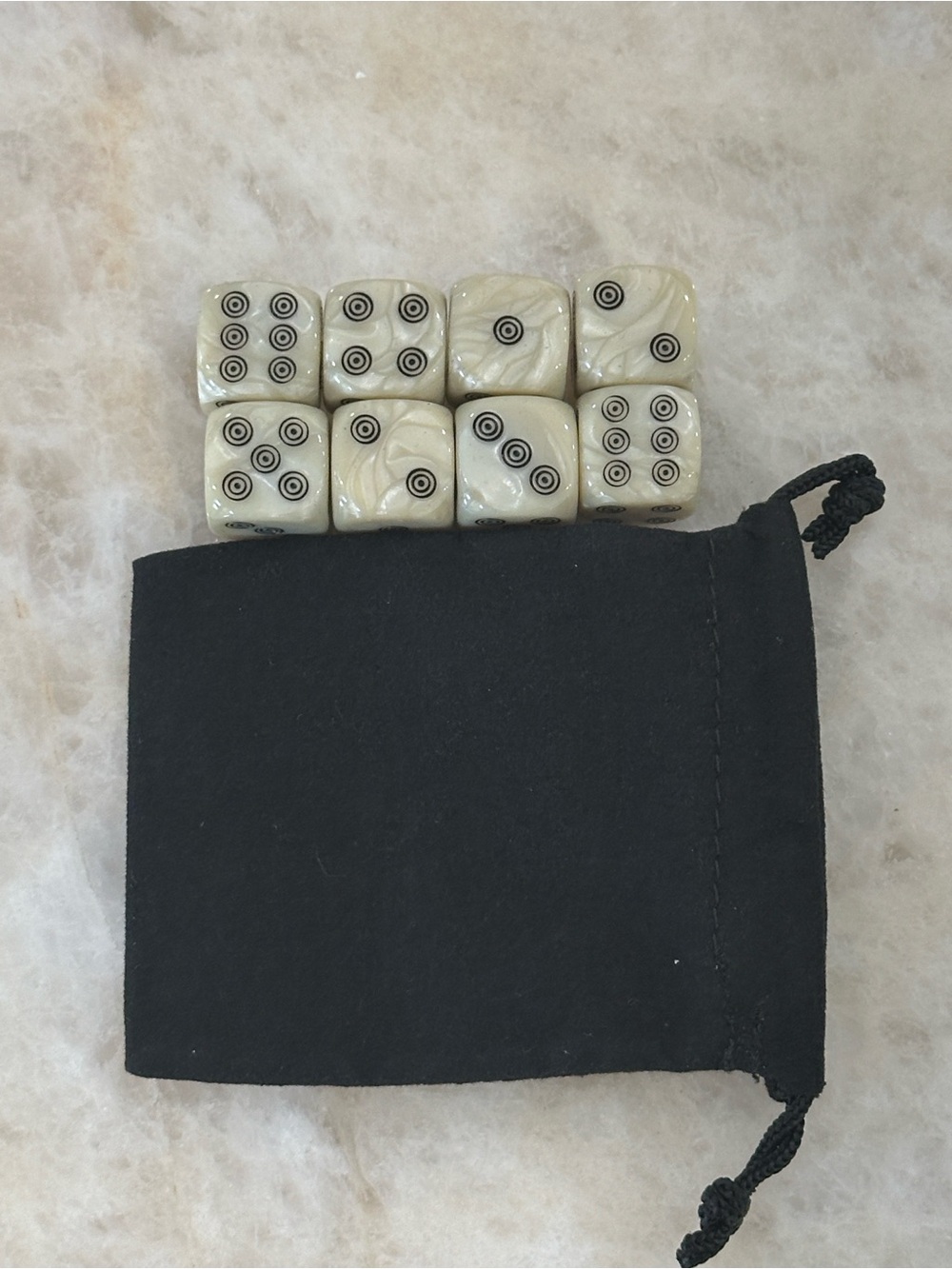 Pearl White Dice Set with Black Pips - Home Games